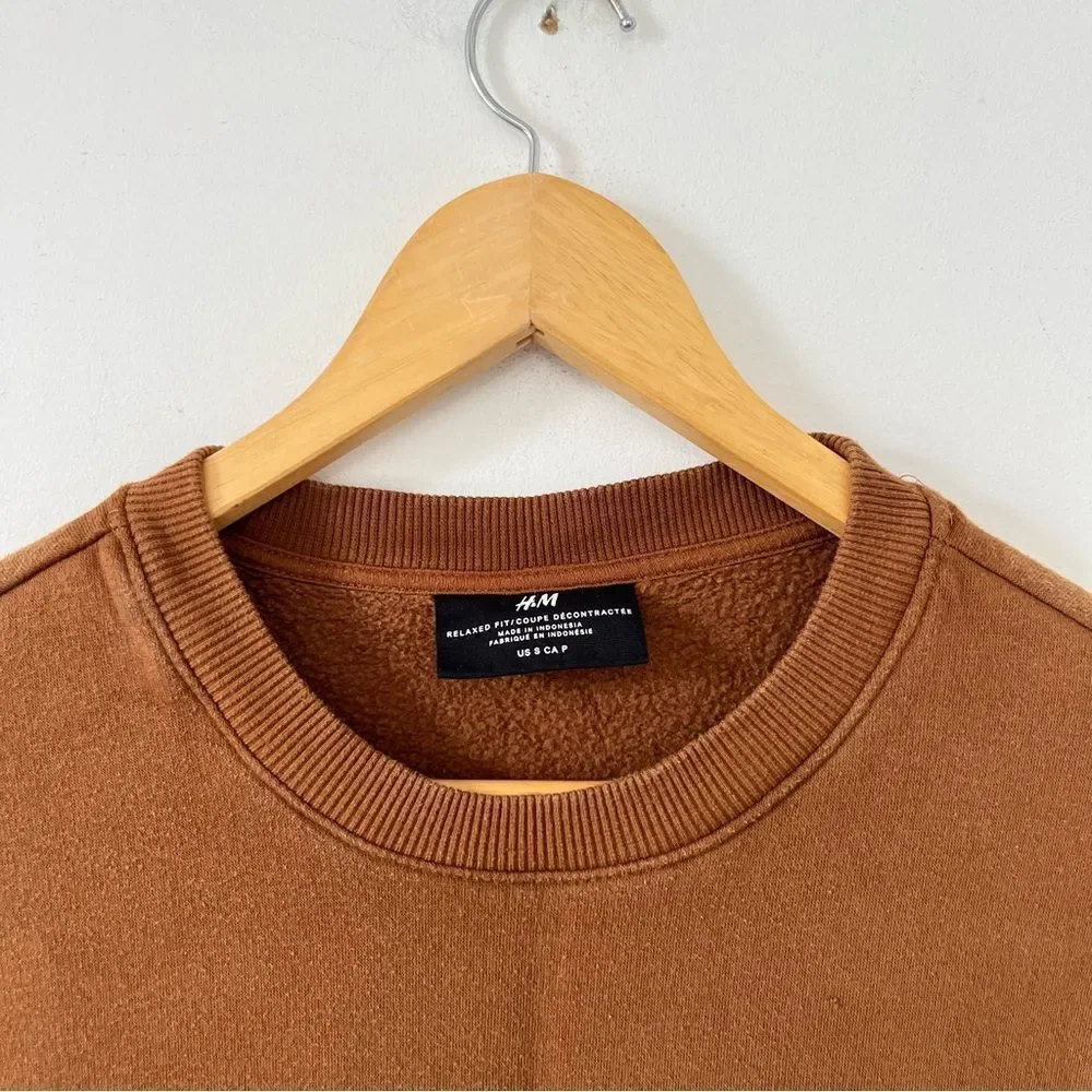 H&M Earthy Brown Relaxed Fit Minimalist Crewneck Sweatshirt - Picture 6 of 6